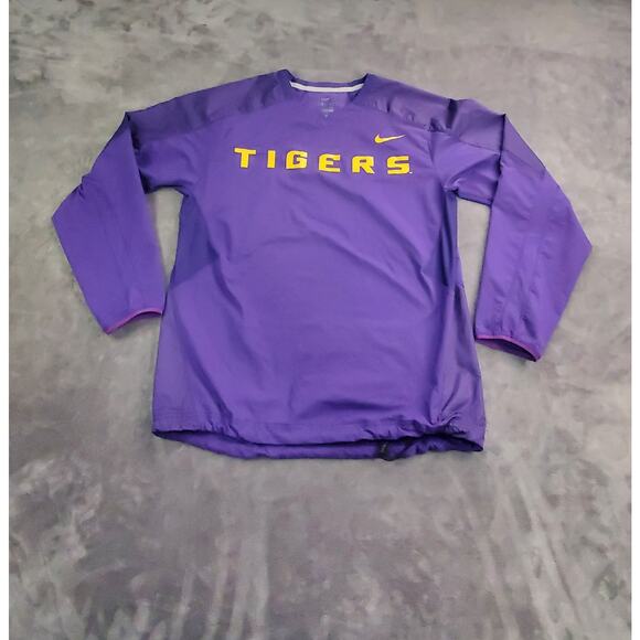 Nike Dri-Fit LSU Tigers Sz M V-Neck Pullover Jacket Purple Long Sleeve C22-45 - Picture 1 of 10